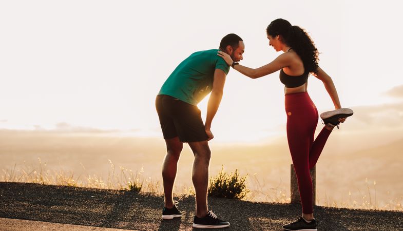 Fitness couple getting ready for a morning run
