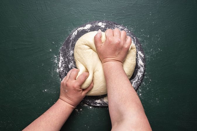 Center view of kneaded dough