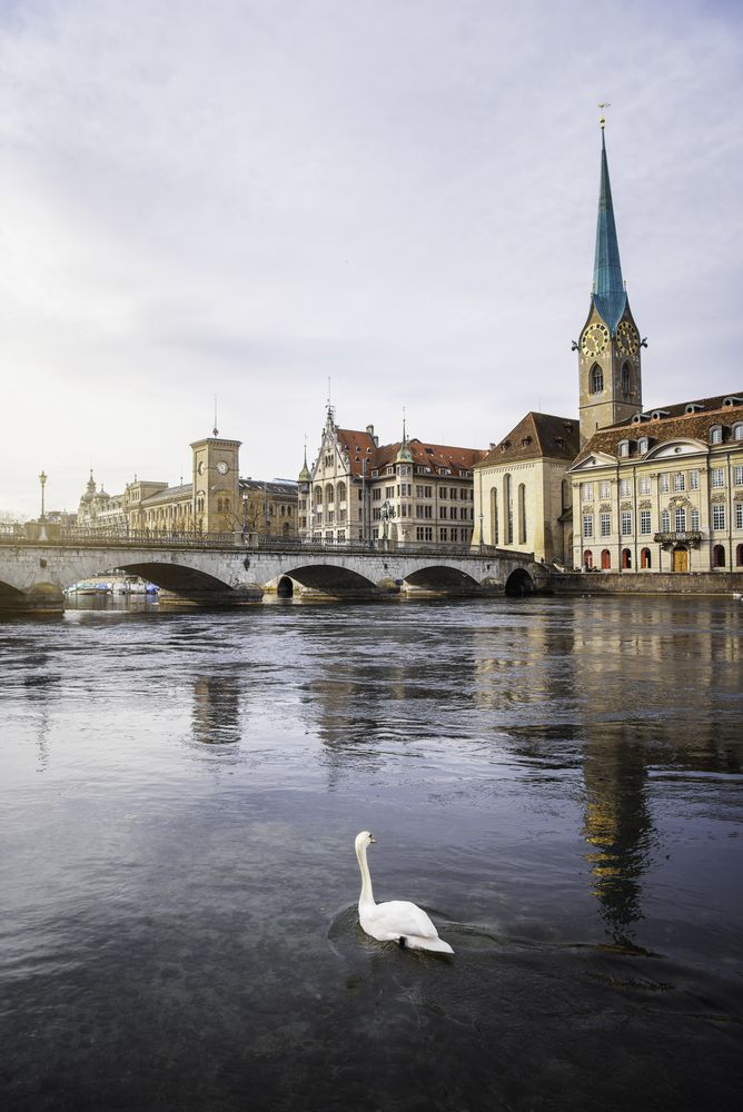 Zurich old town city center with bridge