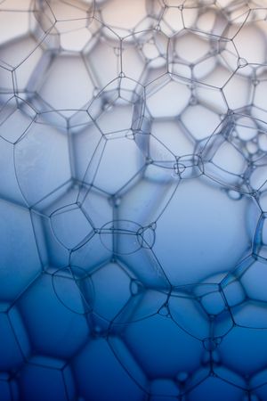 Abstract background bio technology, macro photography foam and water with gradient background. Molecule multicolor backgorund