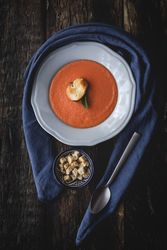 Homemade typical Spanish gazpacho. Tomato soup