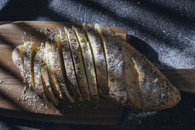 Neatly sliced bread for breakfast