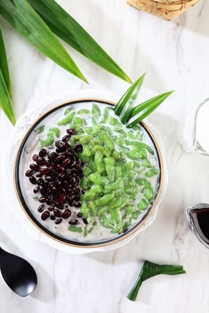 Top View Cendol with Red Bean