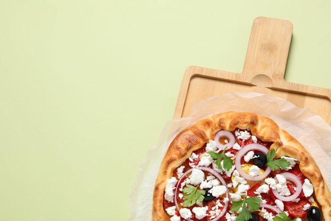 Concept of tasty food, Vegetable galette, space for text