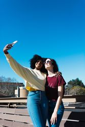 Making a selfie on a sunny summer day