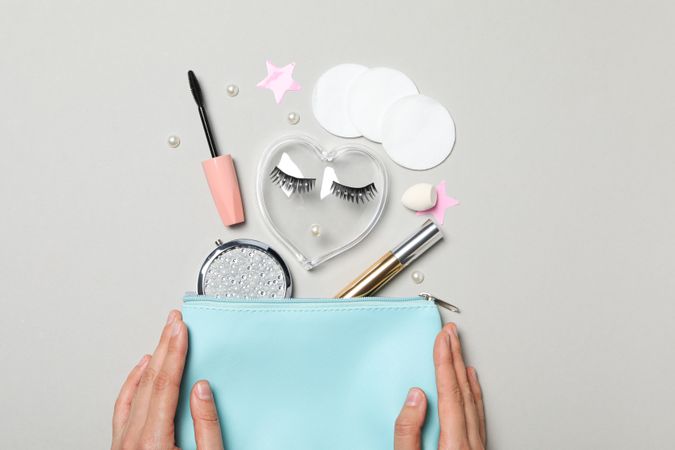 False eyelashes, concept of different makeup accessories