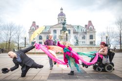 MONTREAL, QUEBEC, CANADA – May 10 2018- A group of performers with materials