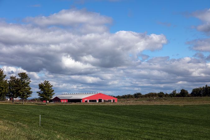 Large, distant barn near Charlotte, Vermont
