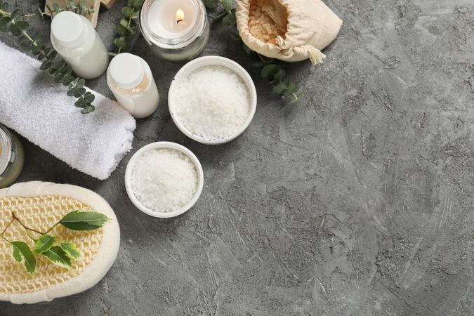 Sea salt, concept of relax, spa and self care