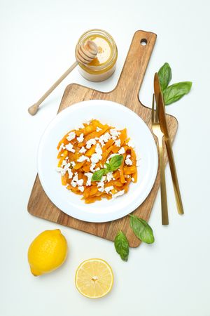 Concept of tasty homemade dish - baked pumpkin
