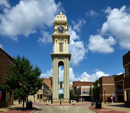 The Town Clock on Main Street in downtown Dubuque, Iowa