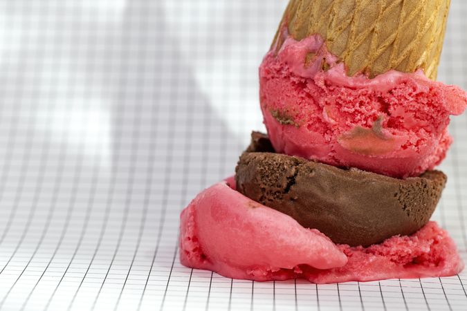 Ice cream cone dropped on graph paper