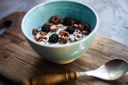Chocolate loops cereal for breakfast