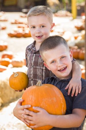 Brothers Having Fun on a Fall Day