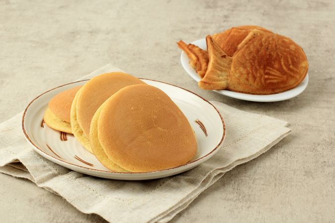 Japanese pancakes, dorayaki and taiyaki