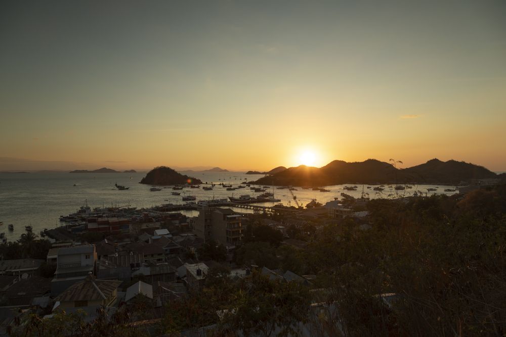 Sunset over Labuan Bajo harbor, seen from Puncak Waringin, Soekarno Hatta street