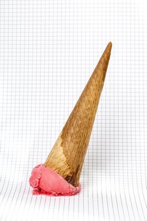 Ice cream cone dropped on graph paper