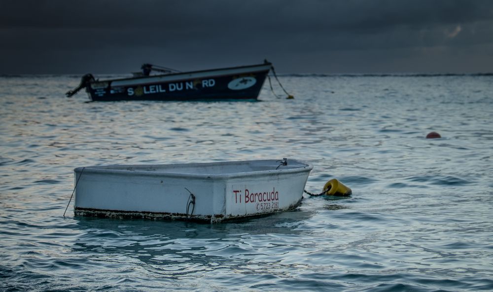 Two boats floating in the Indian Ocean