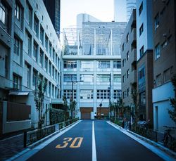 Pedestrian lane in the middle of empty city