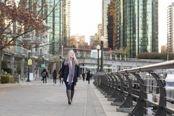 Happy woman walking