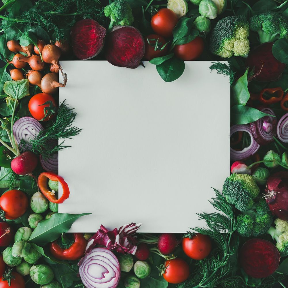 Vegetables with paper card note