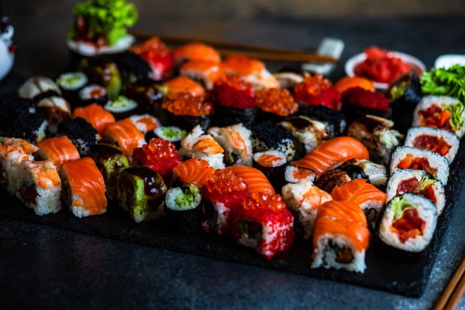 Platter of sushi and sashimi