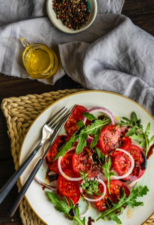 Top view of fresh tomato salad