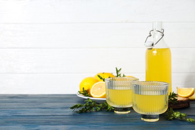 Concept of fresh summer drink - Limoncello cocktail
