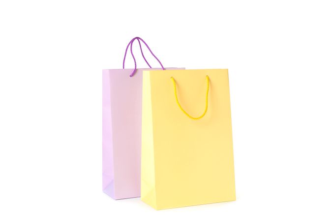 Color paper bags isolated on blank background