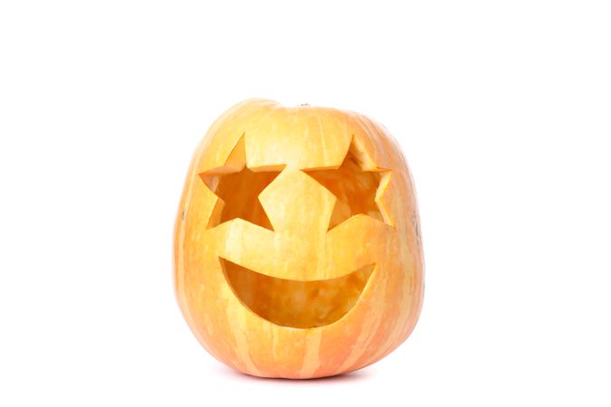 Halloween decorative pumpkin isolated on plain background