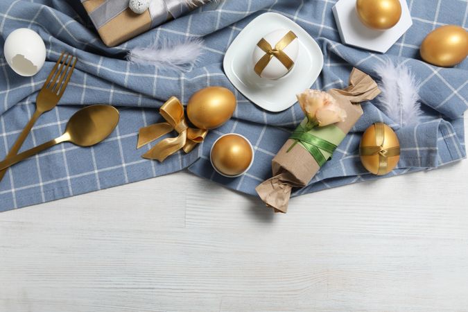 Concept of Richness, golden eggs, space for text