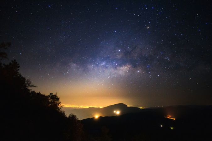 Milky way galaxy with stars and space dust in the universe at Doi inthanon Chiang mai, Thailand