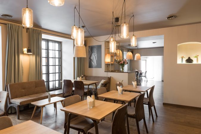 Interior of cozy restaurant