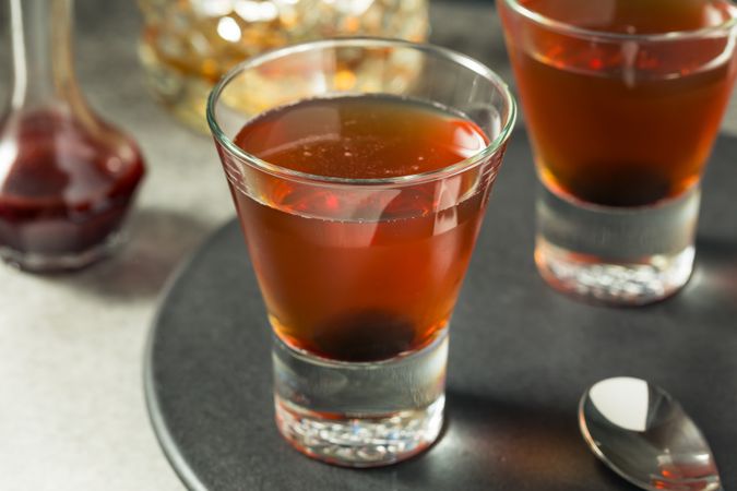Boozy Bourbon Whiskey Manhattan Cocktail