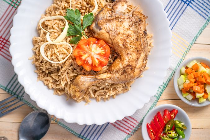 Kebuli rice with fried chicken