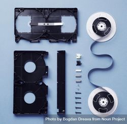 Components of a VHS Cassette disassembled bGM2A5