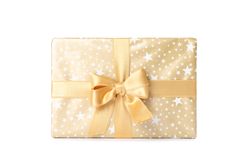Christmas present with bow isolated on blank background