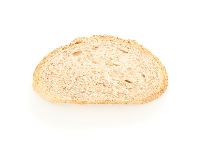 Wheat bread piece isolated on blank background. Bakery products
