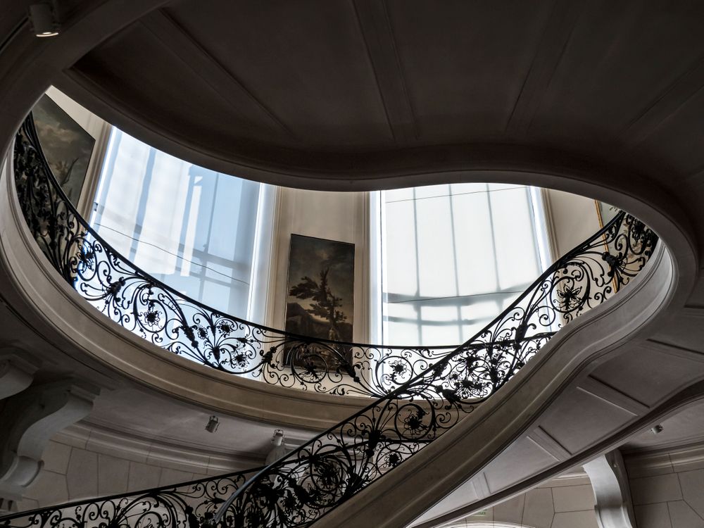 A chic twisted staircase in the Art Nouveau style in Paris. Museum Small Palace.