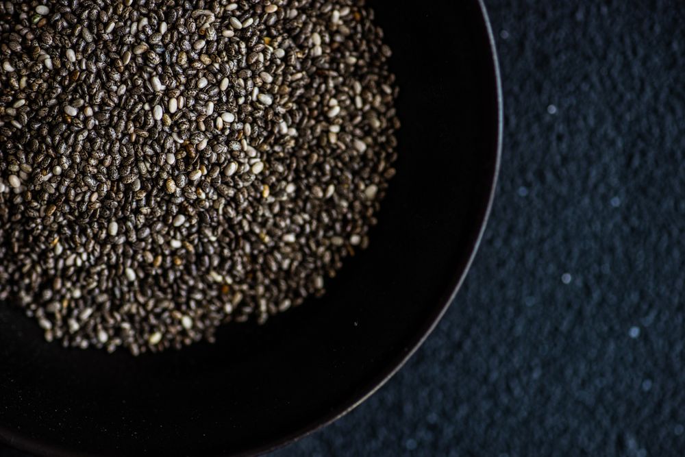 Bowl of organic chia seeds