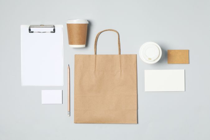 Mockup business brand template on light gray background, space for text