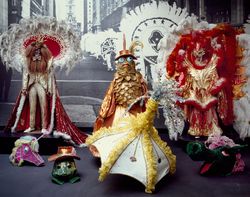 Colorful costumes at the Mummers Museum in South Philadelphia, Pennsylvania K5w210