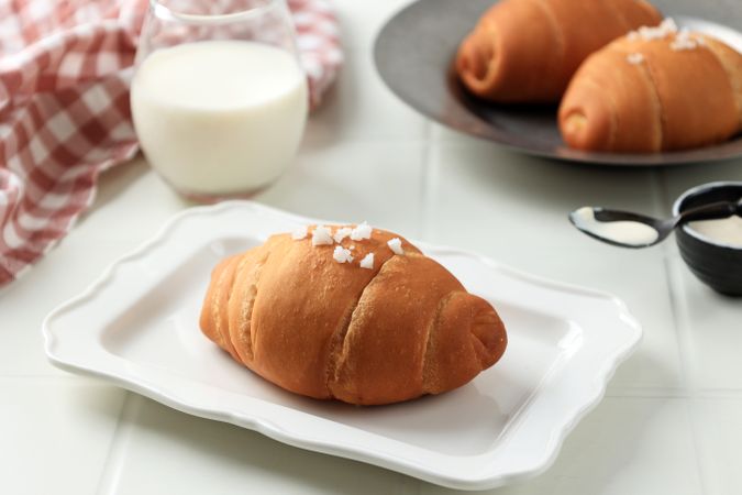 Sogeumppang or Korean Salt Bread Served with Milk