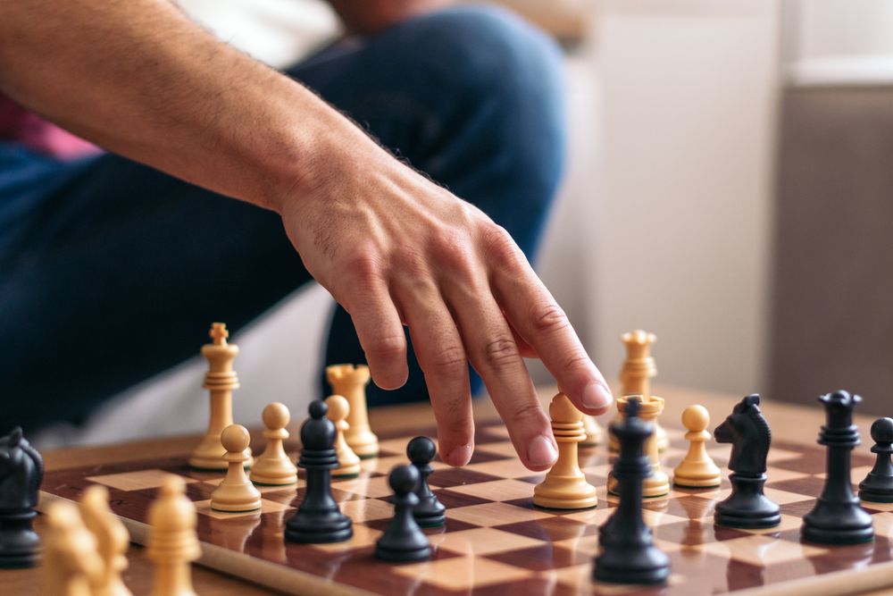 Chess game at home. Chess board with the pieces placed