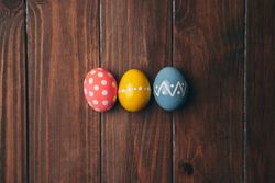 Set of Easter eggs on straw