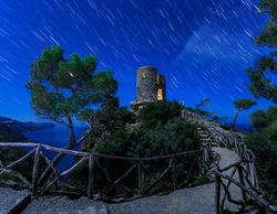 Castle on cliff at night