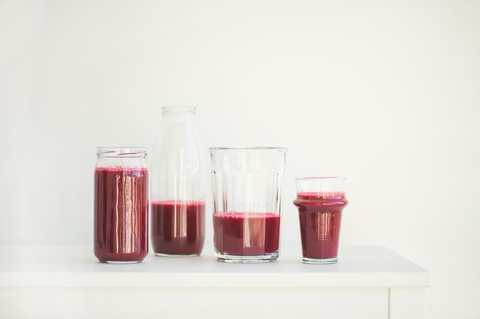 Homemade fresh squeezed juice in glasses