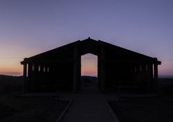 Wooden barn at dusk
