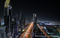 Sheikh Zayed road at night in Dubai, United Emirates 5ooWk5