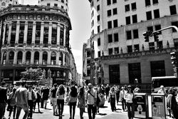 Crowd of people in Argentinian street